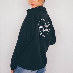 “Not your babe” raincoat/windbreaker
